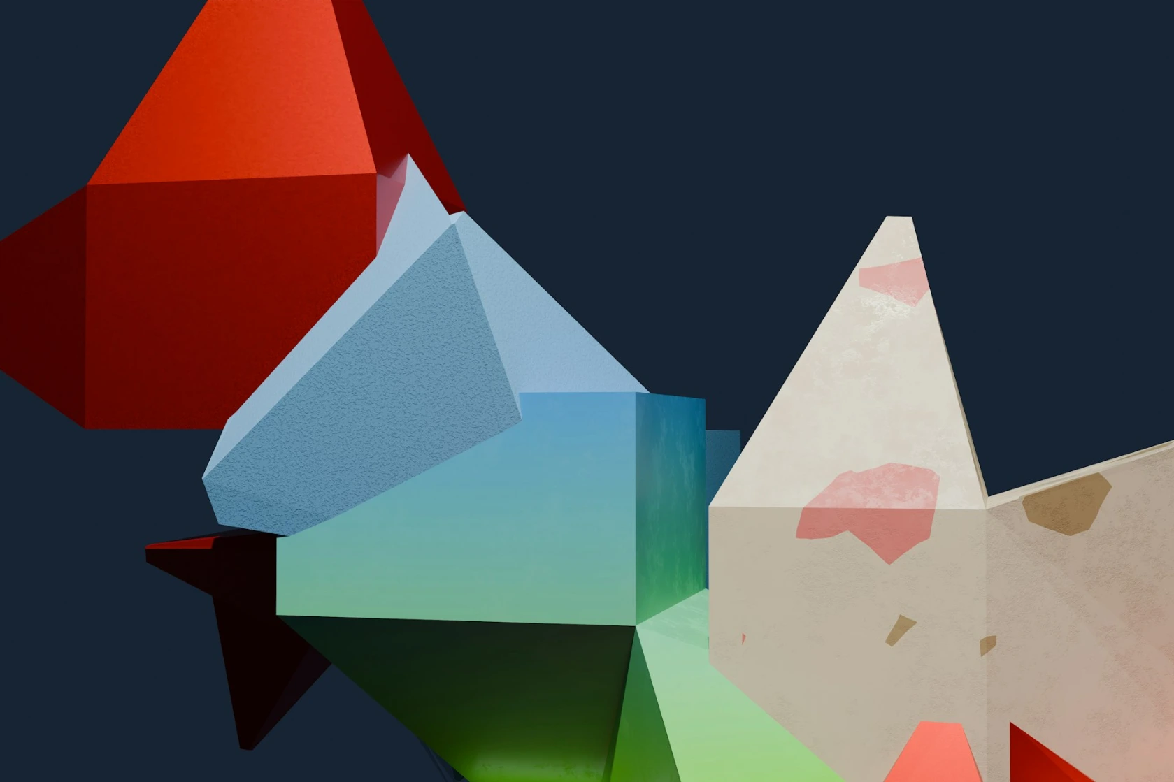 A group of different colored shapes on a dark background